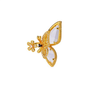 Anillo Mariposa Dorado | Joya Ajustable con Cristales Mujer