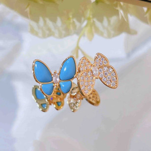 Anillo Mariposa 'Dúo Azul Destellante' | Joya Original Mujer