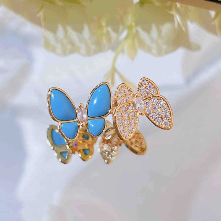Anillo Mariposa 'Dúo Azul Destellante' | Joya Original Mujer