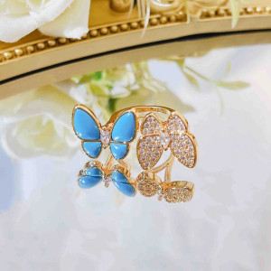 Anillo Mariposa 'Dúo Azul Destellante' | Joya Original Mujer