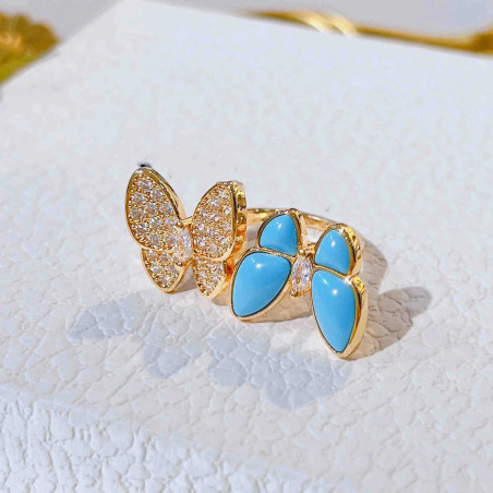 Anillo Mariposa 'Dúo Azul Destellante' | Joya Original Mujer