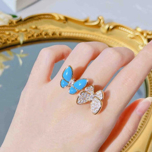 Anillo Mariposa 'Dúo Azul Destellante' | Joya Original Mujer