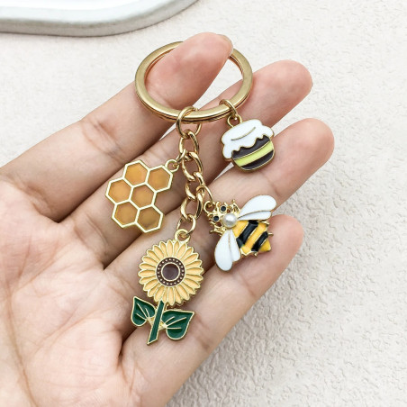 Llavero Abeja Girasol Dorado | Idea Regalo Original y Único