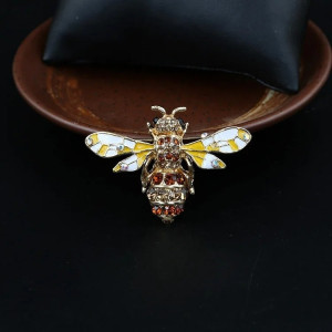 Broche Abeja Dorada con Strass para Mujer ¡Regalo Único!