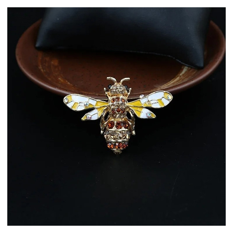 Broche Abeja Dorada con Strass para Mujer ¡Regalo Único!