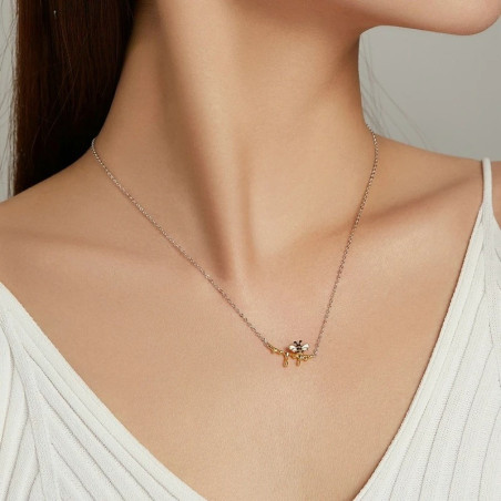 Conjunto Abeja: Collar y Pendientes de Plata 925 y Esmalte