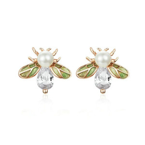 Pendientes de Abeja Vintage con Perla | Joyas Mujer Original
