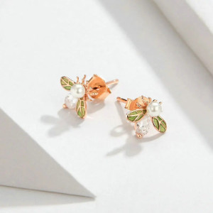 Pendientes de Abeja Vintage con Perla | Joyas Mujer Original