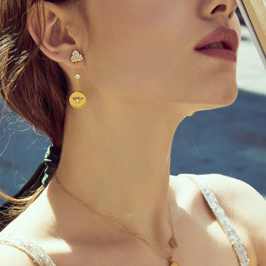 Pendientes Abeja 'Péndulo Real' - Elegancia en Plata de Ley