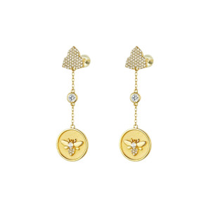 Pendientes Abeja 'Péndulo Real' - Elegancia en Plata de Ley