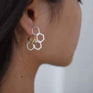 Pendientes Abeja 'Colmena Dorada' | Joyería Plata Original