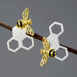 Pendientes Abeja 'Tesoro de la Colmena' en Plata de Ley 925