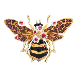 Broche de Abeja Dorada con Flores | Joya Original para Mujer