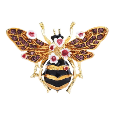 Broche de Abeja Dorada con Flores | Joya Original para Mujer