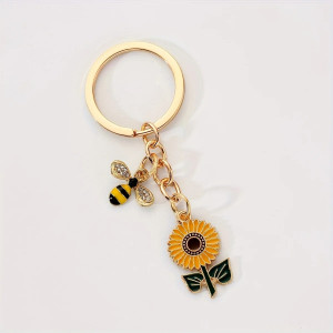 Llavero de Abeja y Girasol | Colgante Bonito y Original