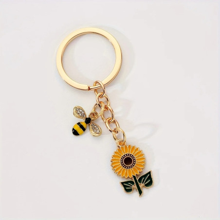 Llavero de Abeja y Girasol | Colgante Bonito y Original