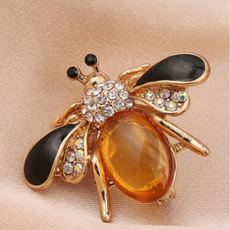 Broche Abeja Ámbar Real | Joya Elegante y Sofisticada