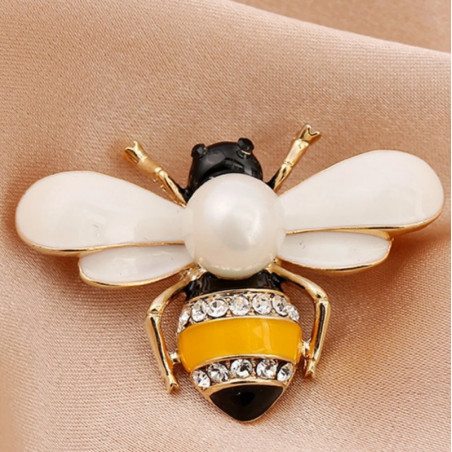 Broche Abeja Reina con Perla | Joya Original para Mujer