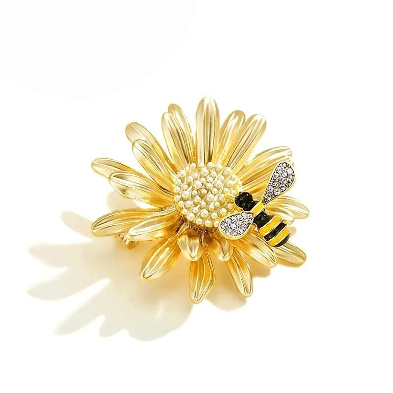Broche Abeja Flor de Cristal | Regalo Original para Mujer