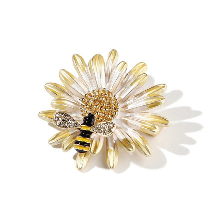 Broche Abeja Margarita Dorada - Elegancia Natural y Refinamiento
