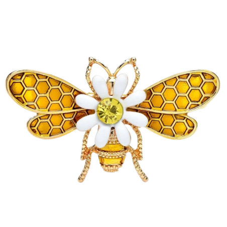 Broche Abeja Miel y Margarita - Elegancia Natural y Luminosa