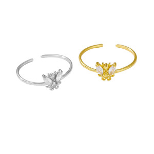 Anillo Abeja Reina Deslumbrante | Plata 925, Dorado y Plateado