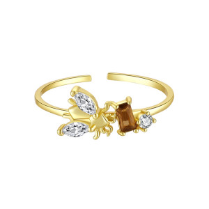 Anillo Abeja Néctar Precioso - Plata 925, Dorado y Plateado