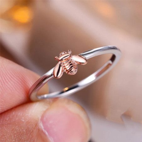 Anillo Abeja 'Recolectora de Plata Rosa' - Plata de Ley 925