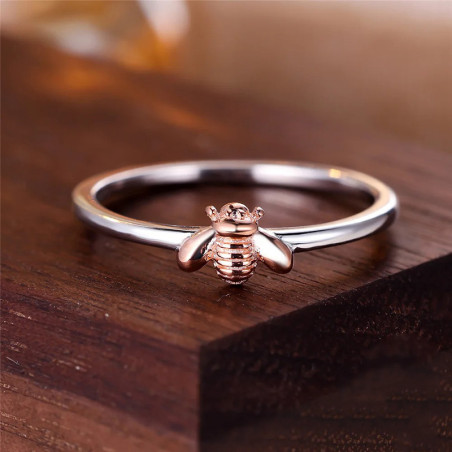 Anillo Abeja 'Recolectora de Plata Rosa' - Plata de Ley 925