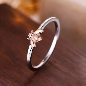 Anillo Abeja 'Recolectora de Plata Rosa' - Plata de Ley 925