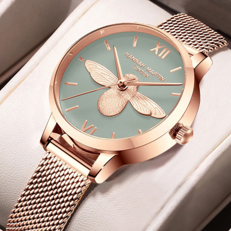 Reloj Abeja Elegante - Correa Acero Inoxidable & Cuarzo