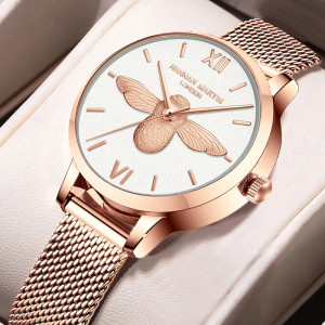 Reloj Abeja Elegante - Correa Acero Inoxidable & Cuarzo