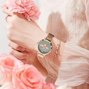 Reloj Abeja Elegante - Correa Acero Inoxidable & Cuarzo