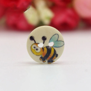 Botones Abeja Feliz - Madera Ecológica - 15mm - Set de 50