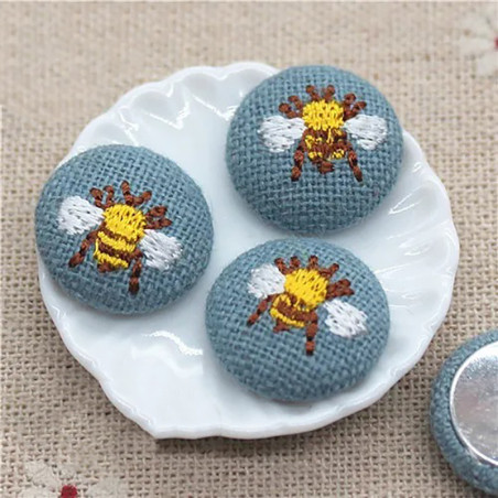 Set 10 Botones Bordados Abeja 17mm | Idea Regalo Original