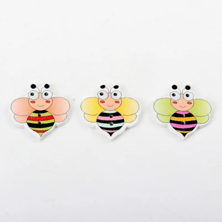 Botones Abeja de Madera 'Rayas Alegres' - Idea Regalo Original