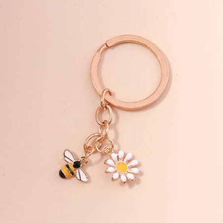 Llavero Abeja & Margarita - Accesorio Elegante y Original