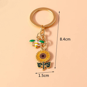 Llavero Abeja y Girasol Dorado – Joyería Original y Elegante