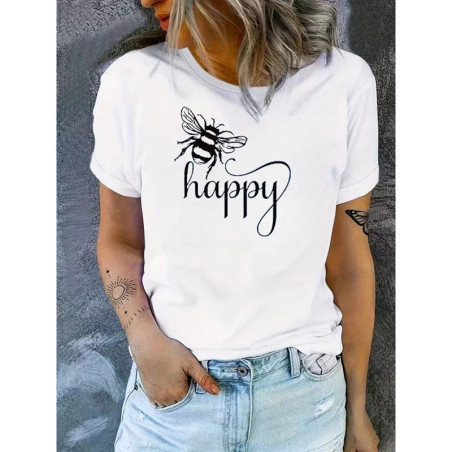 Camiseta Abeja "Bee Happy" - Regalo Original para Mujer
