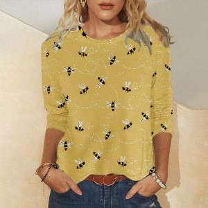 Camiseta de Abejas Manga Larga "Danza Primaveral" para Mujer