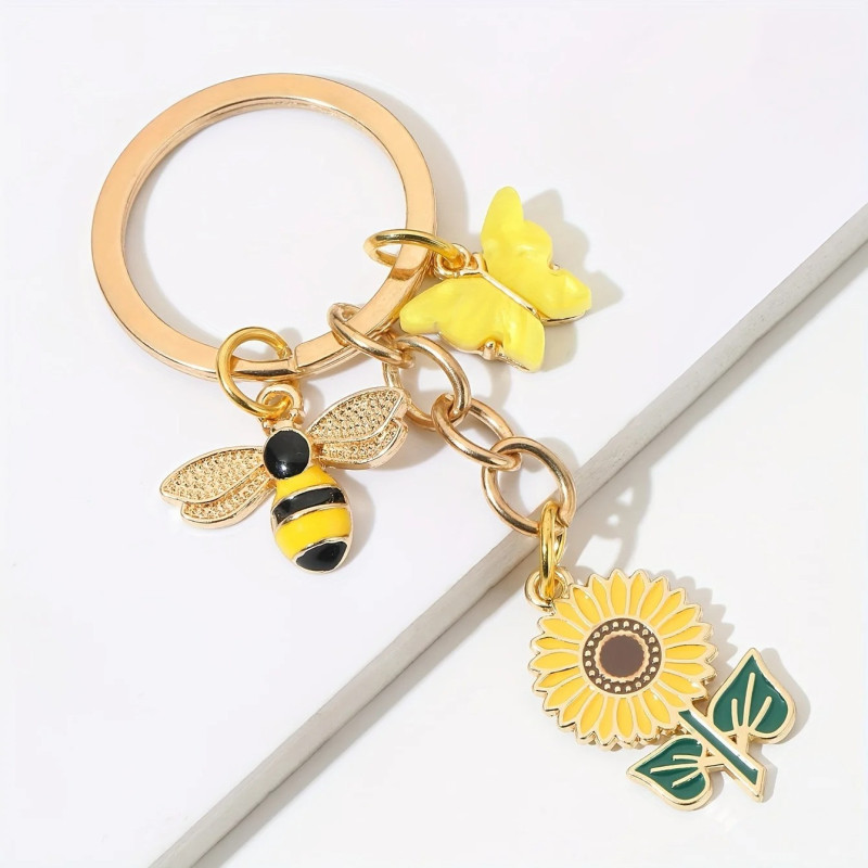 Llavero Abeja y Girasol Bonito | Idea de Regalo Original
