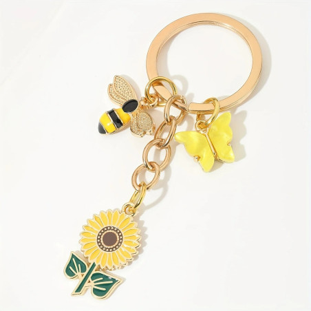 Llavero Abeja y Girasol Bonito | Idea de Regalo Original