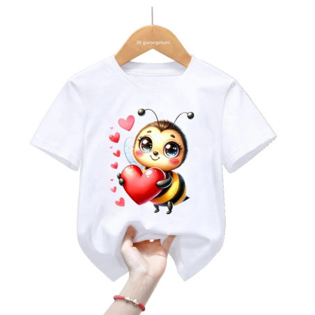 Camiseta Abeja "Cascada de Corazones" – Bonita y Cómoda