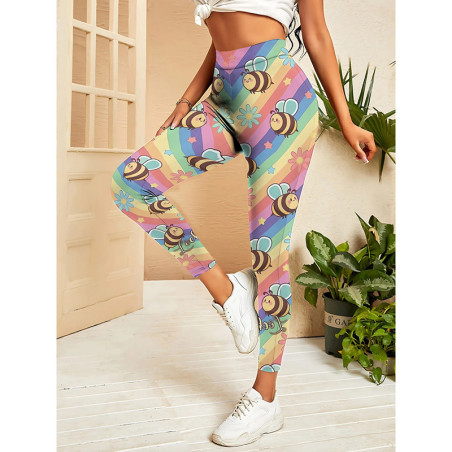 Leggings de Abeja Arcoíris Divertidos – Cómodos y Originales