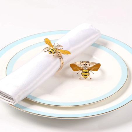 Servilleteros Abeja Cristal Dorado | Set de 6 – Elegancia