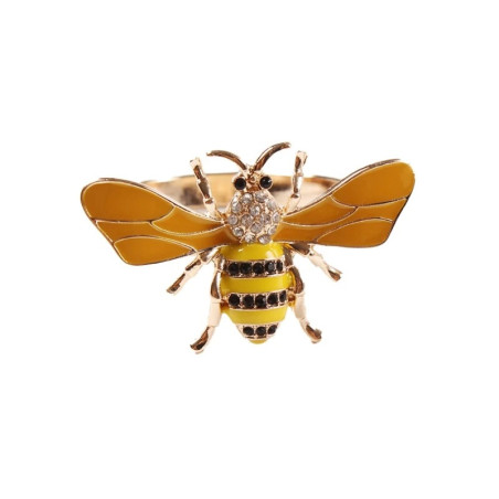 Servilleteros Abeja Cristal Dorado | Set de 6 – Elegancia