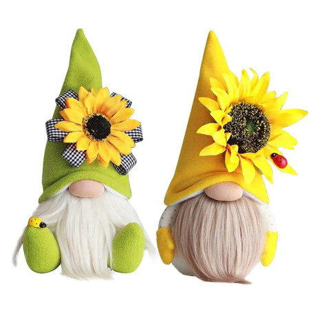 Pareja de Gnomos Abeja Girasol | Decoración Original Primavera