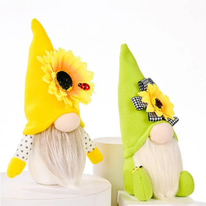 Pareja de Gnomos Abeja Girasol | Decoración Original Primavera