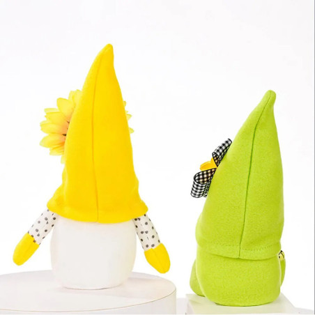 Pareja de Gnomos Abeja Girasol | Decoración Original Primavera