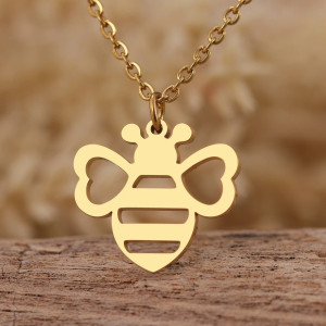 Collar Colgante Abeja "Brillo Natural" - Acero Inox Oro/Plata
